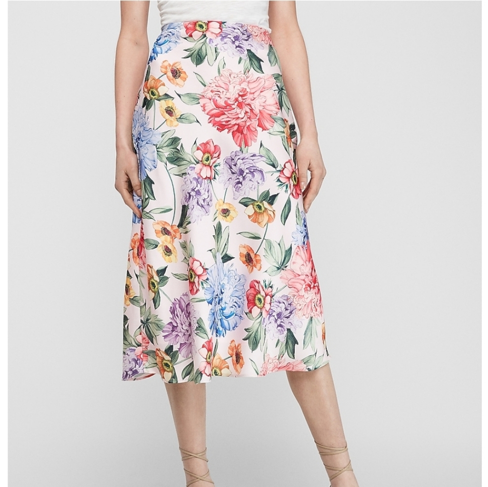 Express Floral Midi Skirt